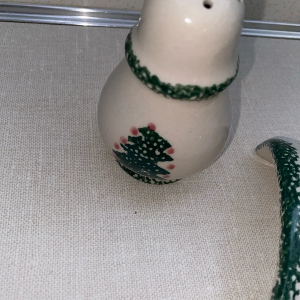 Vintage  Loomco Christmas Tree Spoon Rest Napkin Holder‎ Salt Pepper Shakers Set